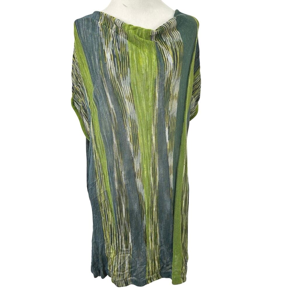 Jones New York Collection XL Green Gray Striped Knit Tunic Top Dolman Artsy